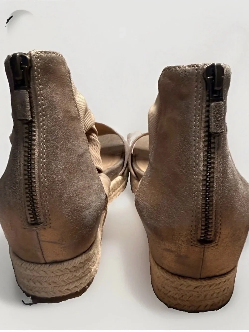 Eileen Fisher Zoe Metallic Leather Mesh Espadrille Platform Sandals Wedge 10
